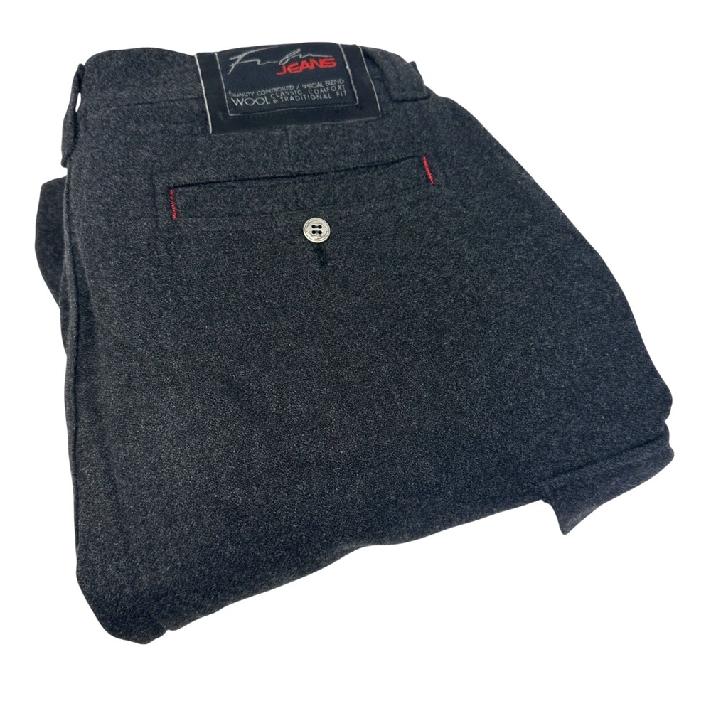 FUBU Vintage Gray Cargo Lined Wool Blend Pants Relaxed Baggy Straight 34